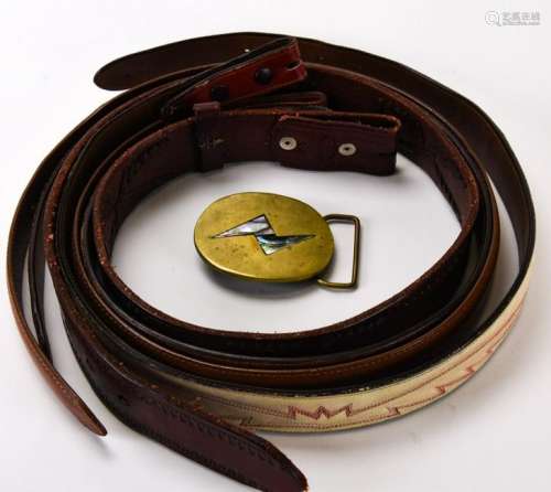 4 Western Style Belts Brass Mother of Pearl Buckle