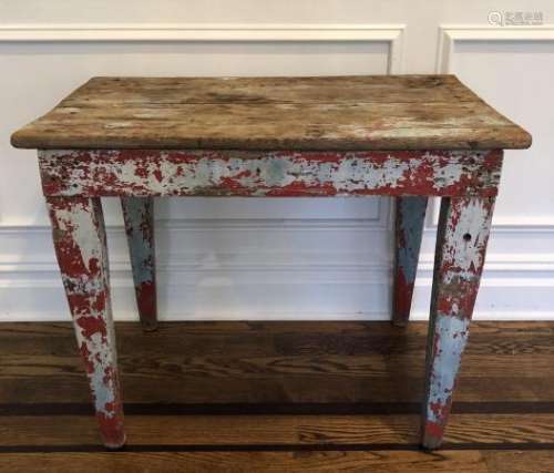 Artisan Made Pine Painted Rustic Red Coffee Table