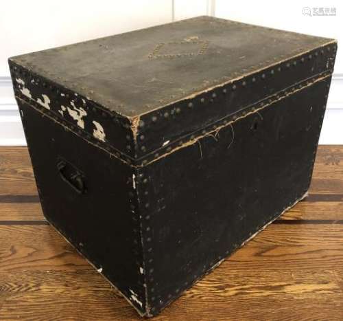 Antique Black Trunk with Nail Head Trim