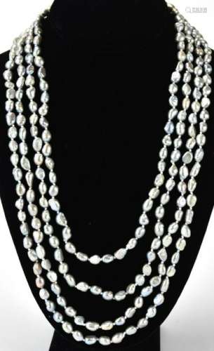101 In. Hand Knotted Baroque Pearl Necklace Strand