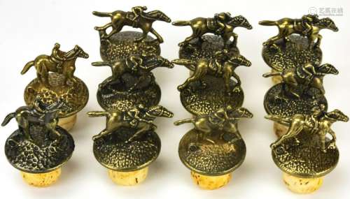 11 Corks with Brass Horse & Rider Figures