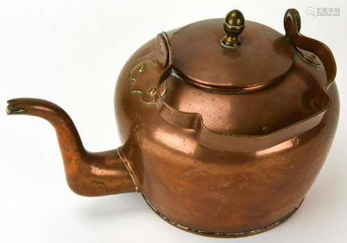 Large Antique Copper Hearth Tea Kettle