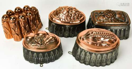 Collection Vintage Copper & Tin Pudding Molds