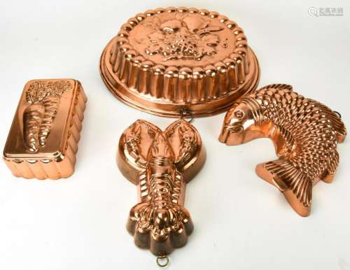Collection Vintage Copper & Tin Pudding Molds