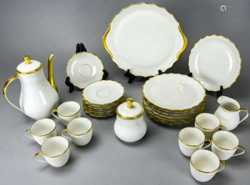 Limoges France White & Gilt Porcelain Tea Set