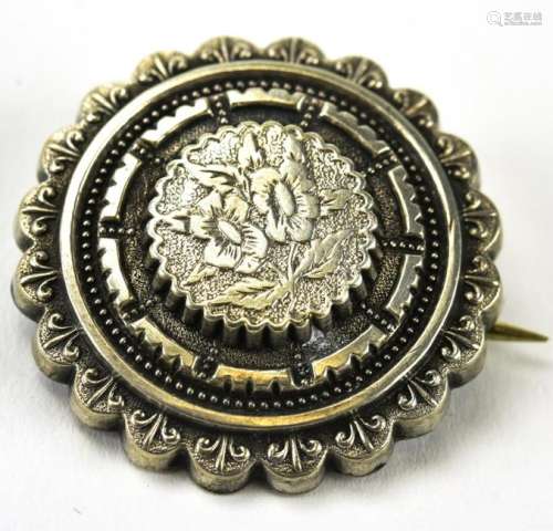 Antique 19th C Sterling Silver Victorian Brooch