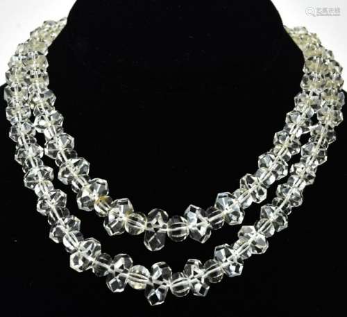 Antique Sterling Clasp & Faceted Crystal Necklace