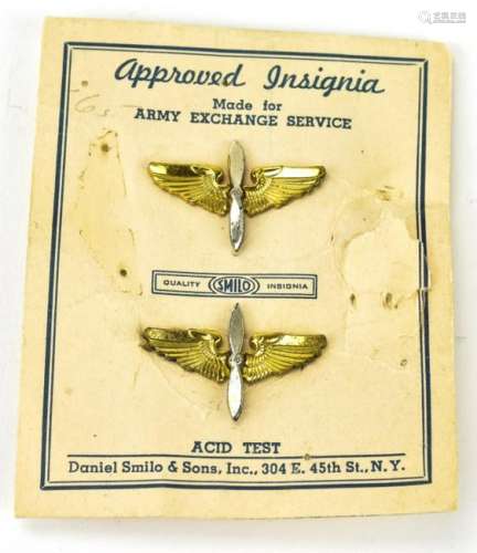 Pair of Vintage Airforce Two Tone  Wing Pins