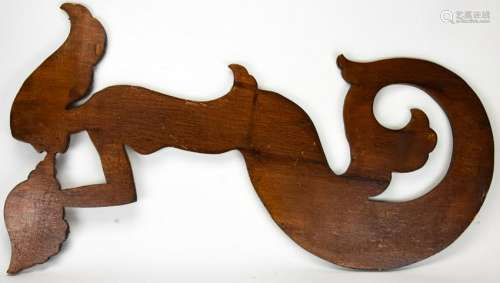 Artisan Made Wooden Mermaid & Shell Plaque