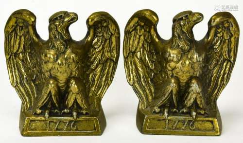 Vintage Bicentennial Bald Eagle Brass Bookends
