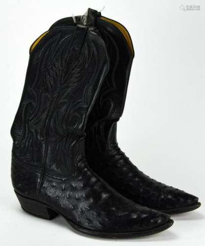 Mens Custom Leather & Ostrich Cowboy Boots