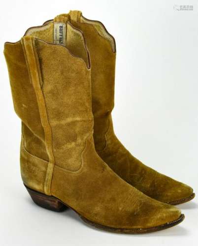 Men's Custom Leather Beige Suede Cowboy Boots