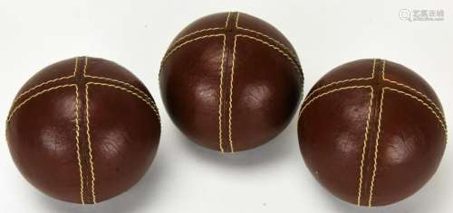 3 Leather Covered and Sewn Juggling Balls