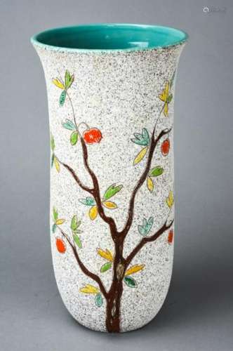 Mid Century Italian Hand Painted Vase with Woman