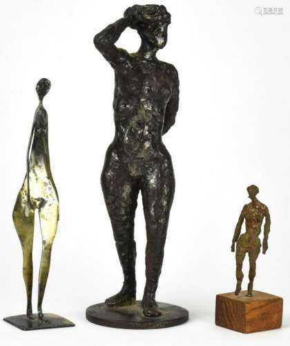 Trio Mixed Metal Mid Century Sculpted Nudes
