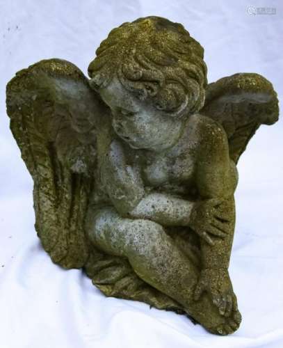 Cast Stone Statue of Winged Cherub