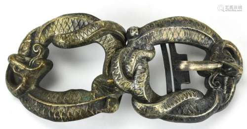 Antique Large Scale Snake Motif Belt Buckle