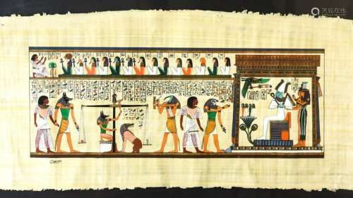 Large Framed + Matted Vintage Egyptian Papyrus