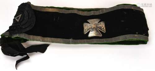 Antique Masonic Velvet w Silver Medals Vestment