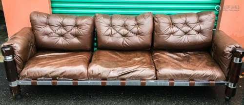 Contemporary Distressed Leather Couch / Sofa