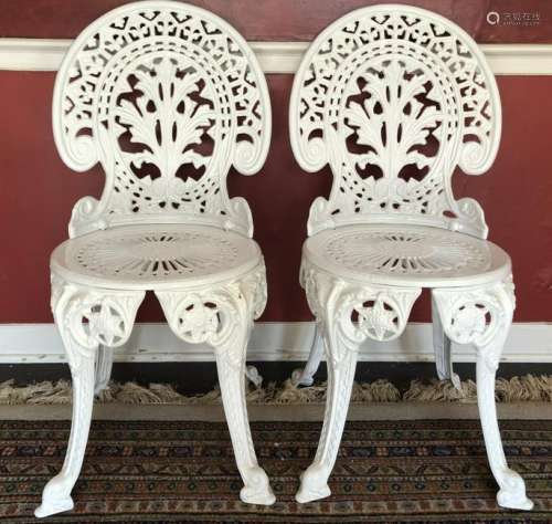 Victorian Style Cast  Aluminum White Bistro Chairs