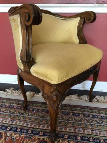 Antique French Rococo Upholstered Bergere Chair