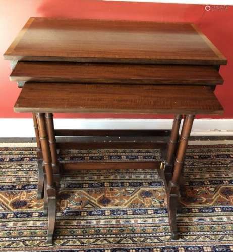 Antique English Regency Faux Bamboo Nesting Tables