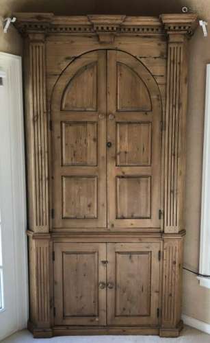 Pine Cathedral Form Cabinet / Wardrobe
