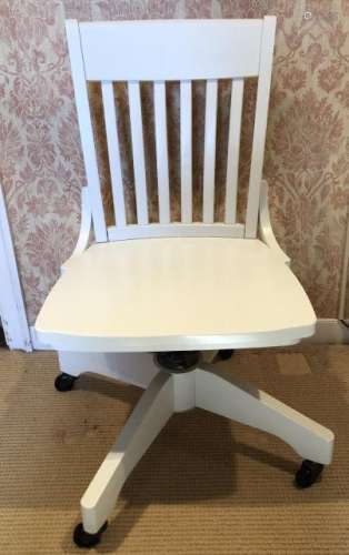 Pottery Barn White Wood Swivel Desk Chair