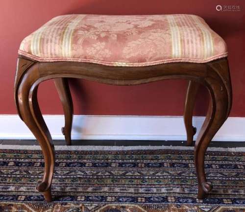 Antique Louis XIV Carved Upholstered Bench
