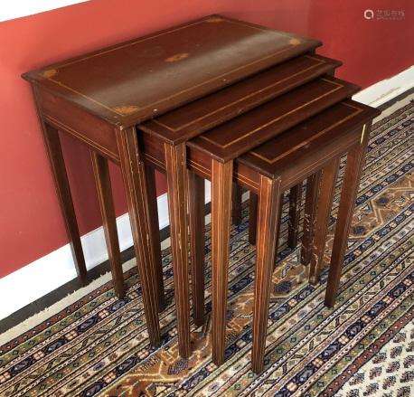 Antique English Regency Inlaid Nesting Tables