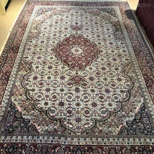 Hand Knotted Wool and Silk Persian Area Carpet