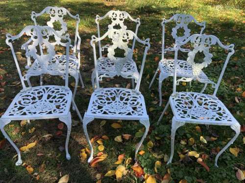 6 Cast Aluminum Victorian Style Garden Side Chairs