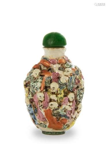 Chinese Carved Porcelain Snuff Bottle, 19th Century