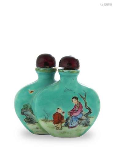 Chinese Porcelain Twin Snuff Bottle, 19th Century