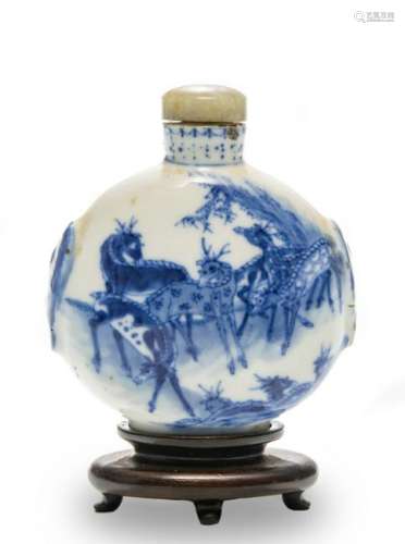 Chinese Blue & White Snuff Bottle, 19th Century