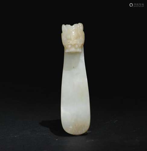 Chinese White Jade Dragon Hook, Ming Dynasty