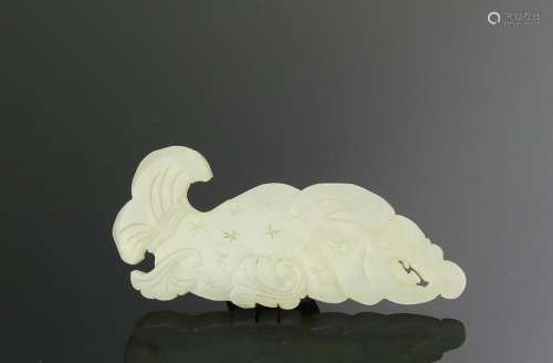 Chinese White Jade Fish Plaque, 18th Century or Earlier