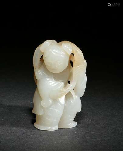 Chinese Jade Carving of Boy, 18-19th Century