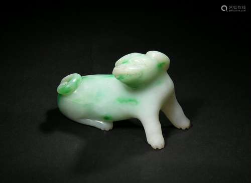 Chinese Jadeite Carving of Dog, 19th-Early 20th Century