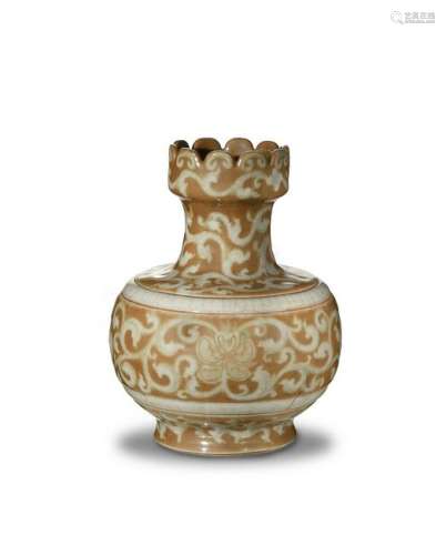 Chinese Brown Ground White Porcelain Vase, 19th Century