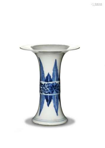Chinese Blue & White Gu Vase, Late 19th Century