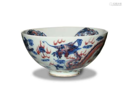 Chinese Underglaze Blue and Red Bowl, 19th Century