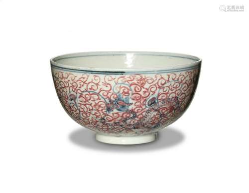 Chinese Underglaze Blue and Red Bowl, 19th Century