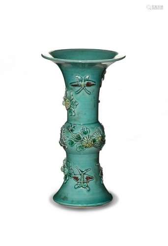 Chinese Porcelain Turquoise Gu Vase, Late 19th Century