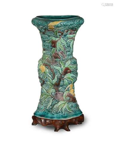 Chinese Carved Porcelain Gu Vase, 19th Century