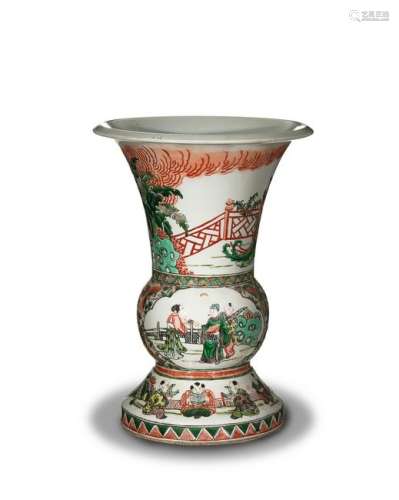 Chinese Wucai Gu Vase, 19th Century