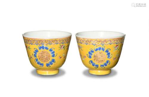 Pair of Famille Rose Cups, Republic Period