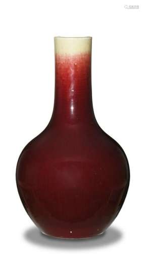 Chinese Red Glazed Long Necked Vase, 19th Century