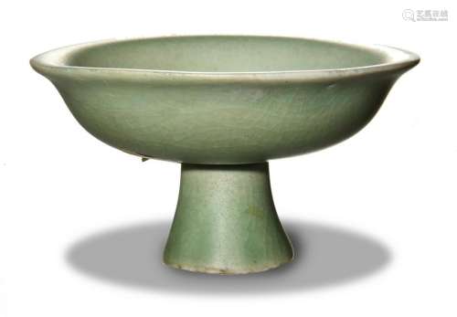 Chinese Longquan Celadon Stem Cup, Ming